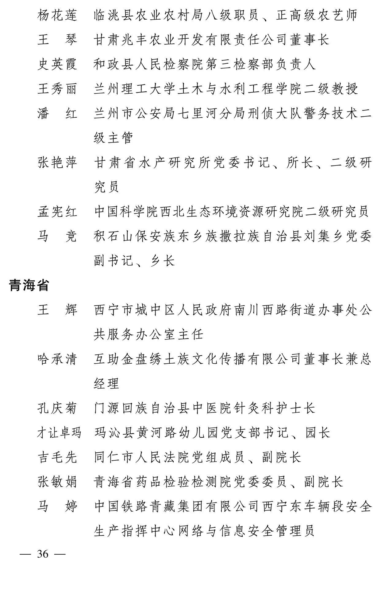 598名女性獲全國三八紅旗手稱號，全名單如下