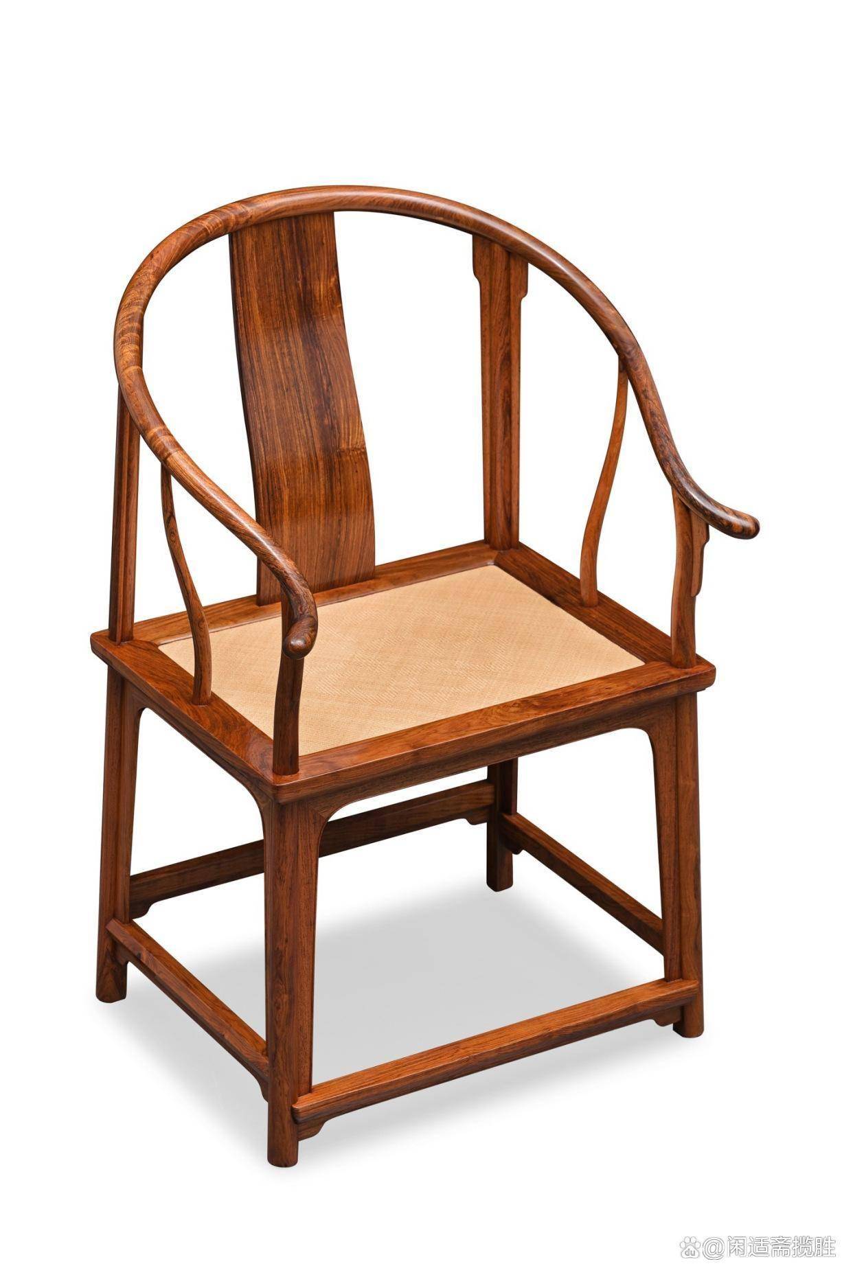 天圓地方，收藏級黃花梨，藤面圈椅