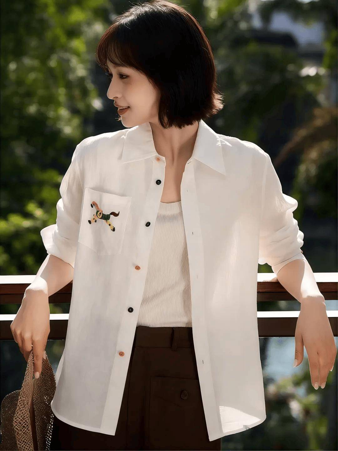 義大利百年“老錢風”，彩虹扣+小馬刺繡苧麻襯衫，穿出定製質感！